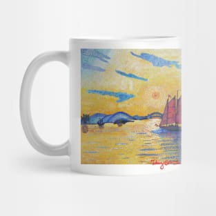 New York Sunset with sail boat Mug